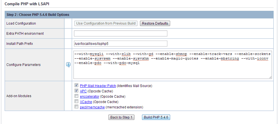 Compile PHP LiteSpeed