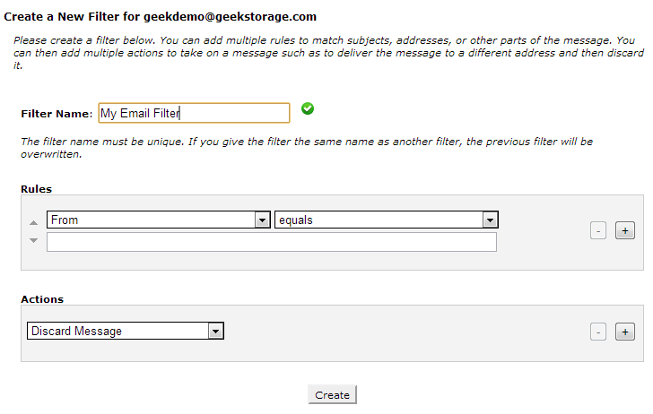 User Filtering Form