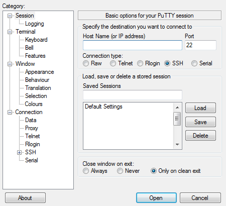 Putty Configuration